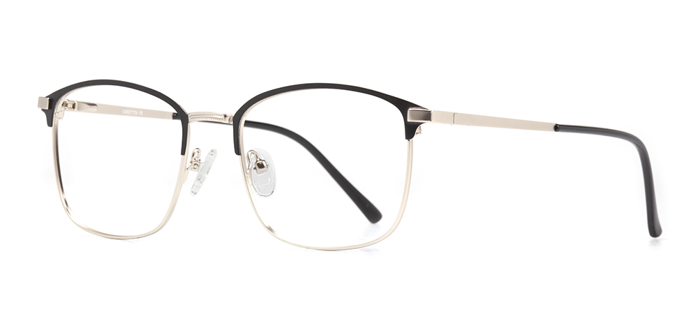 CARETTA Eyeglasses Teenage Man,Woman,Unisex Rectangular Full-Rimmed Metal Unfiltered CRTTA MTL 7545-C.02